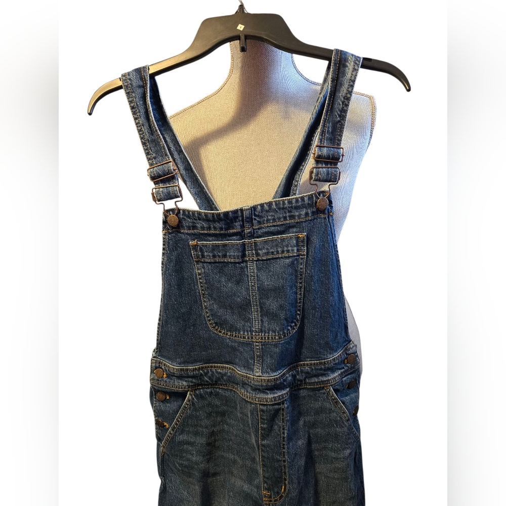 J Crew Bib Overalls US Size Womens L Blue Denim Classic All Day Stretch EUC